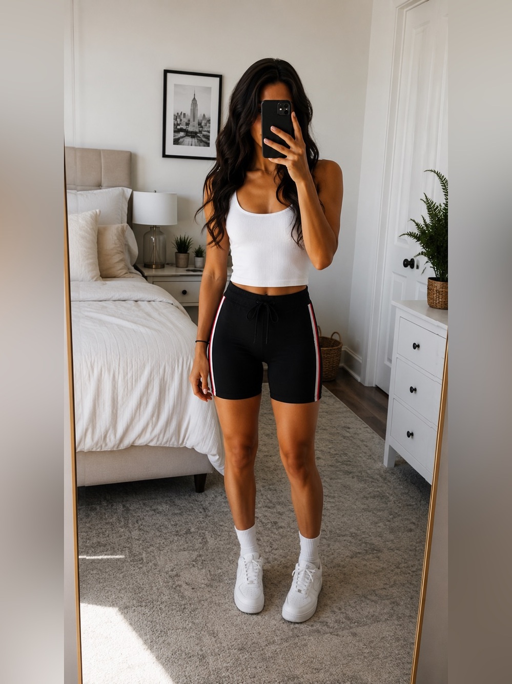 Tommy Hilfiger Sport Women’s Black Logo Tape High Rise Biker Shorts Medium